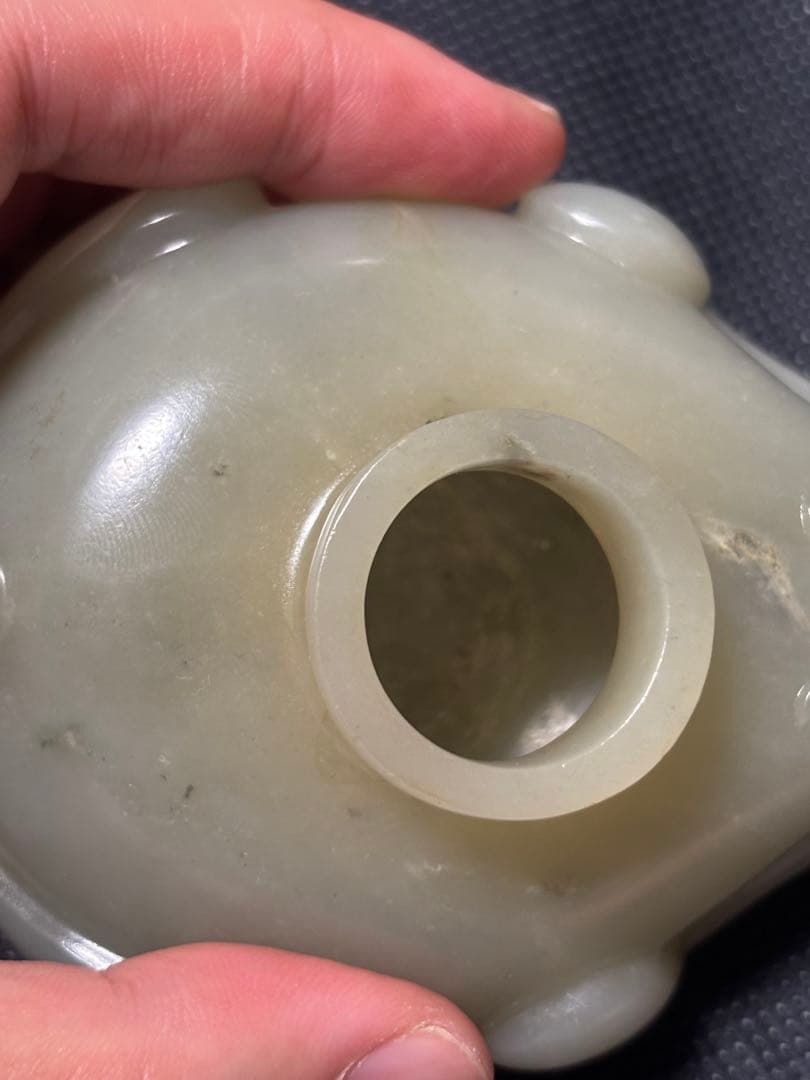 中国古美術品清の時代和田青白玉 砡水滴水盂 蘇工349g