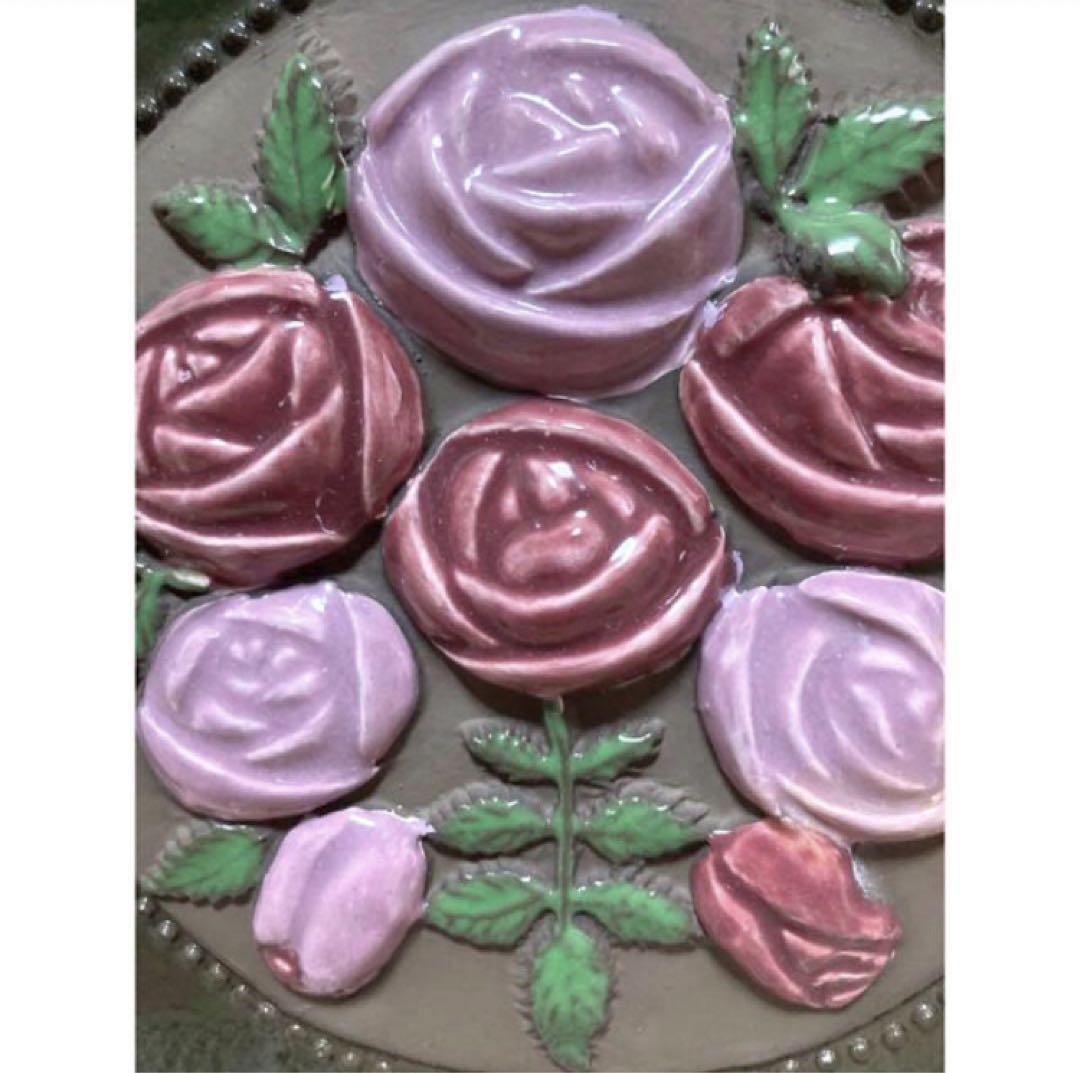 《ヴィンテージ 》ジイガントフタ　スウェーデン【薔薇の陶板】大型　壁飾り