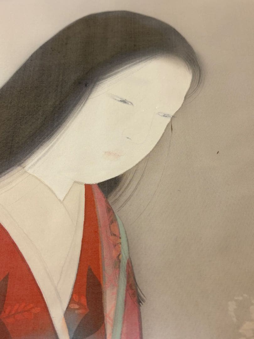 松井桜塘 日本画 絵画 人物画 美人画 額装 - メルカリ
