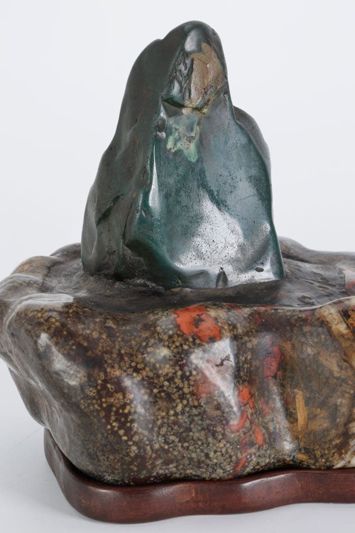 米*郎様 岐阜県 根尾川 菊花石 景石 寄石作品 観音　台座 共箱付 1.8kg