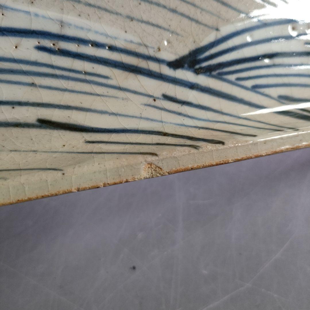 A1232-2/幸兵衛窯/加藤卓男/波文長方皿12客/角皿/飾皿/盛皿/懐石道具