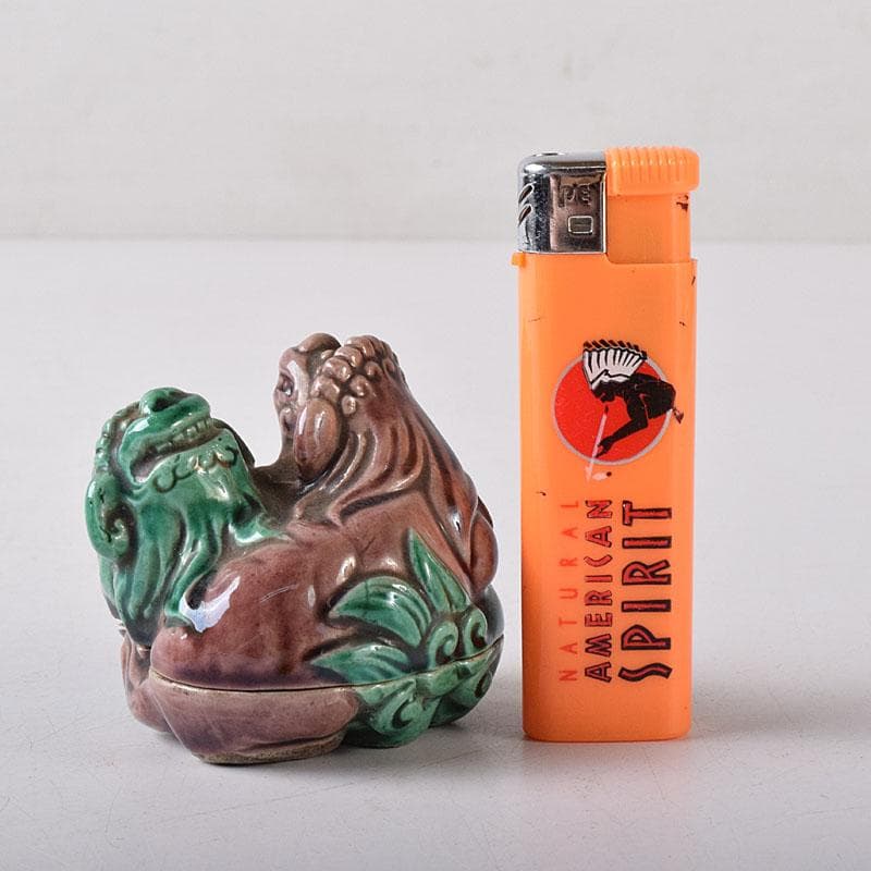 茶道具 九谷焼 九谷岩花造 色絵 獅子 香合 共布 共箱 V R8226 - メルカリ