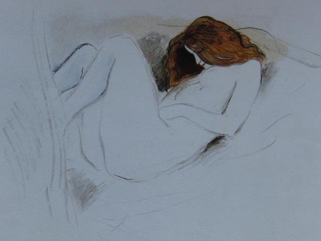 カシニョール、居眠りをする赤毛の女、希少な額装用画集より、新品高級額装付