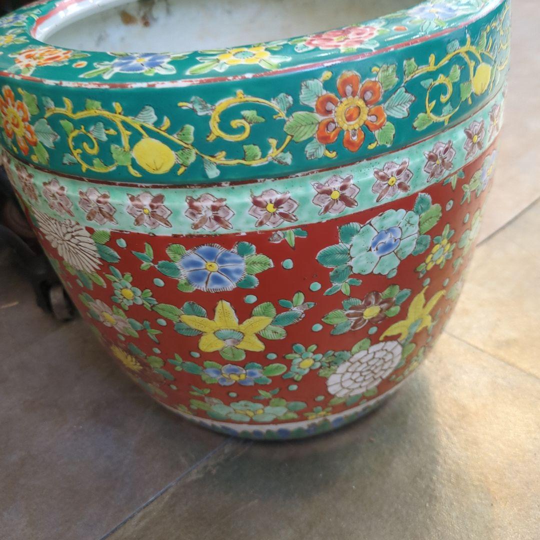 骨董 火鉢 古伊万里 十錦手 色絵 鉢カバー 陶器 メダカ 金魚 - メルカリ