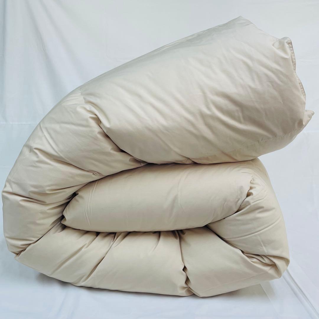 羽毛布団 ダブル 増量 抗菌防臭羽毛 日本製 サンドベージュ色 訳あり