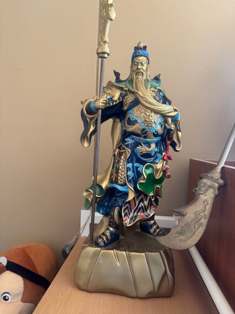 関公 関羽 真鍮製 関羽雲長 開運 財神 関羽雲長像 高さ26.5cm se0126 金 ゴールド 三国志 文武両道 財神 金運