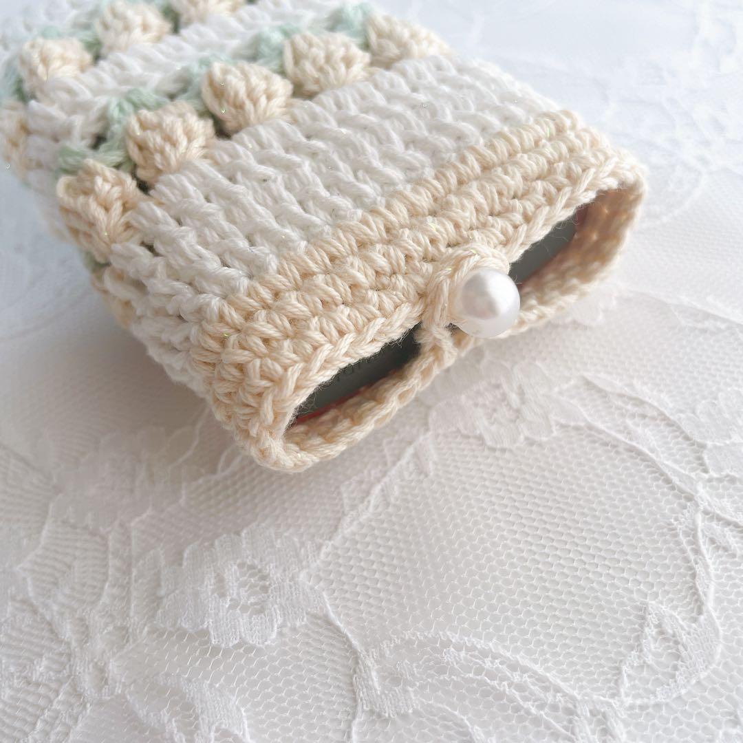 チューリップカメラケース デジカメケース 編み物 かぎ針編み ポーチ