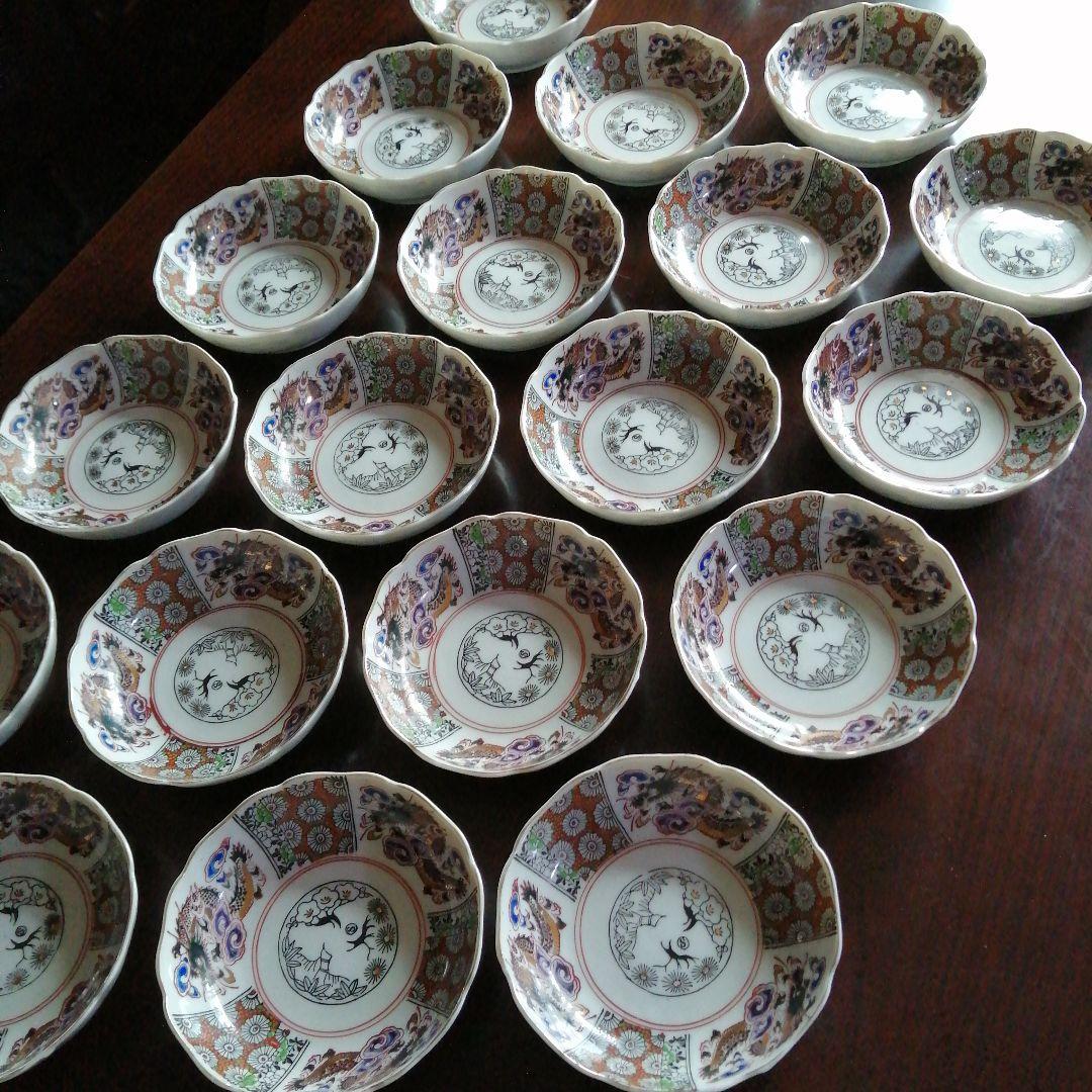 伊万里　龍紋錦膾皿　19客　15.5cm　明治～大正期