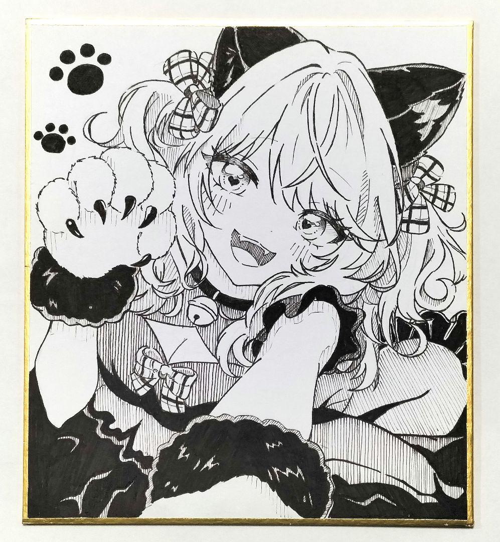 アナログイラスト 手描き 色紙 - メルカリ