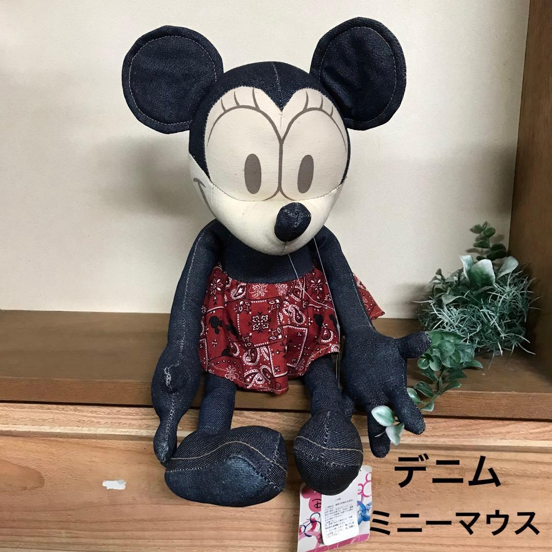 タグ付 ミニーマウス ぬいぐるみ デニムミニー おしゃれ レトロ - メルカリ