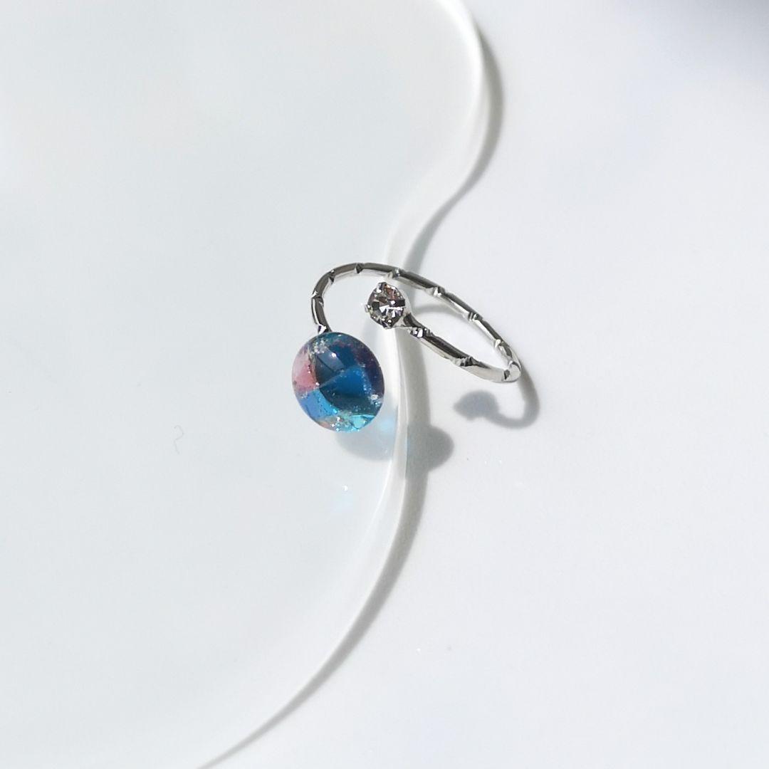 取引中　モザイク柄なガラスのフォークリング*《シルバー》