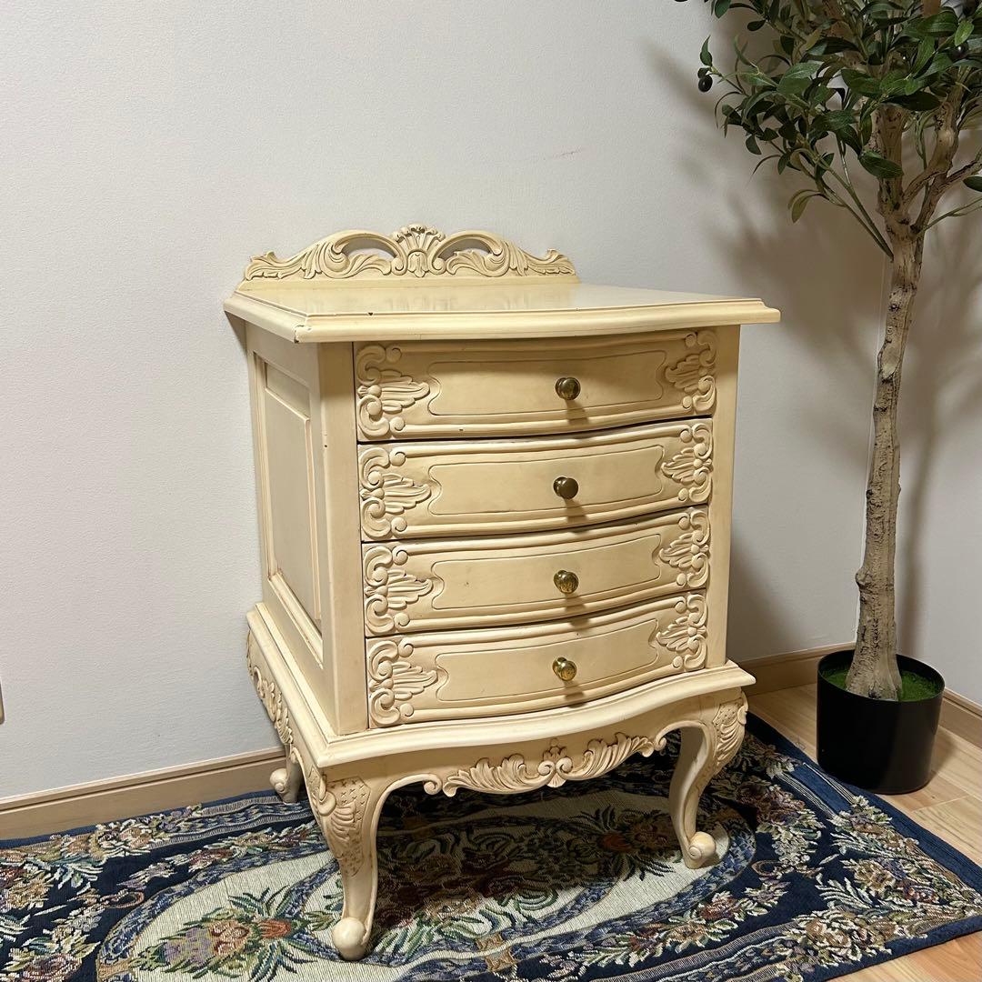 アイボリー 天然木 クラシックチェスト 4段　猫脚 楽天市場】アンティーク風 猫脚チェスト3段 幅52cm【Kitty Brown