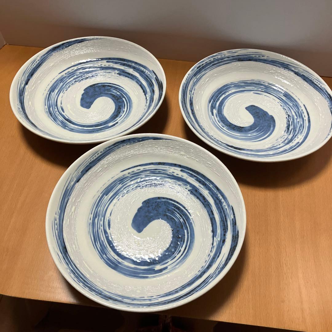 美濃焼 嵐窯 渦巻青刷毛 中皿3枚 - メルカリ