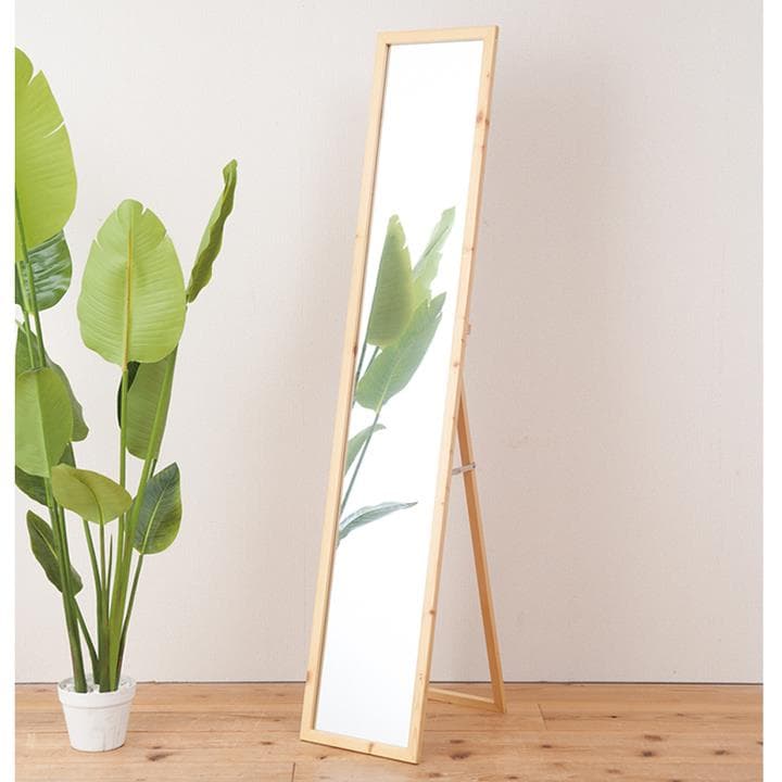 《新品・送料無料》《完成品》天然木ナチュラルなリビングスタンドミラー幅29ｃｍ