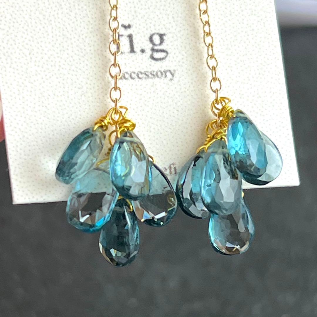 14kgf ロンドンブルートパーズ ピアス イヤリング 天然石 - メルカリ