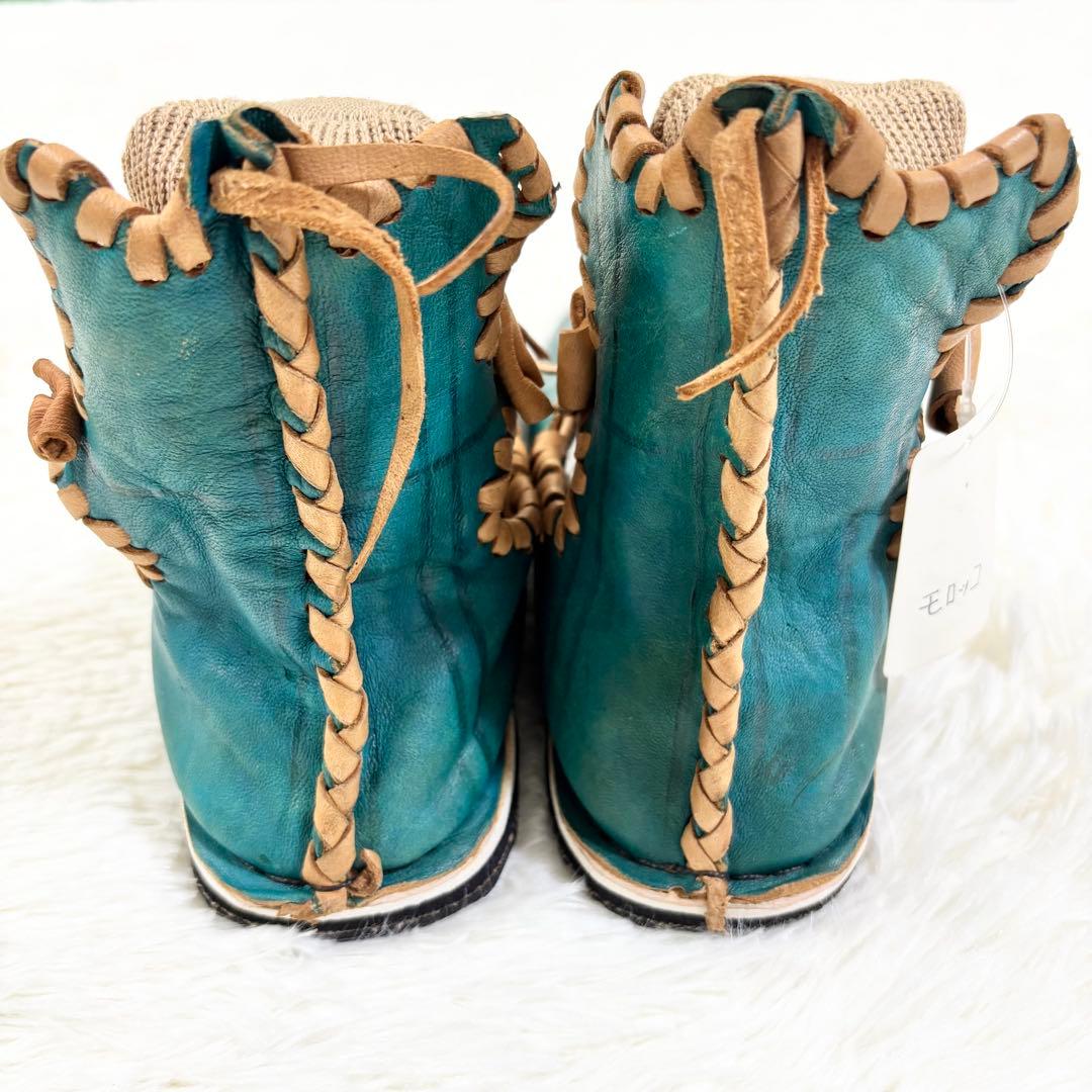 アトラスブーツ レザー製緑色シューズ サイズ43 モロッコ 27.0cm 民族靴