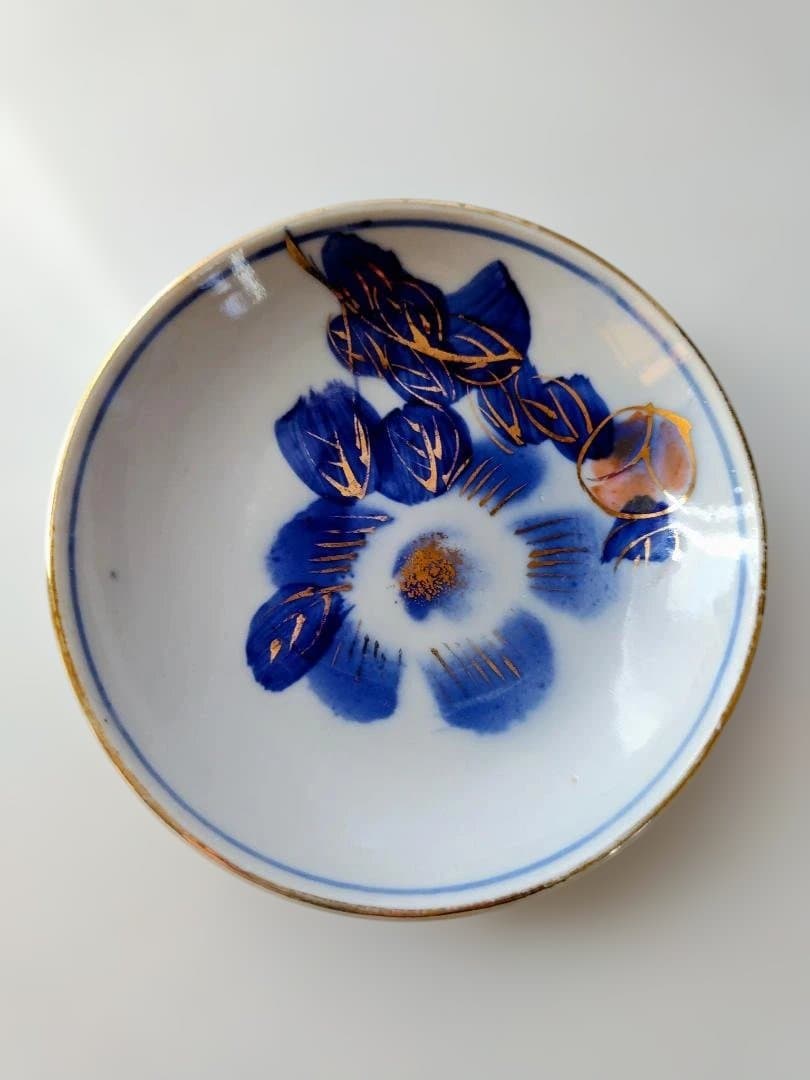 明治時代の古伊万里小皿二種40客と墨弾技法 青海波