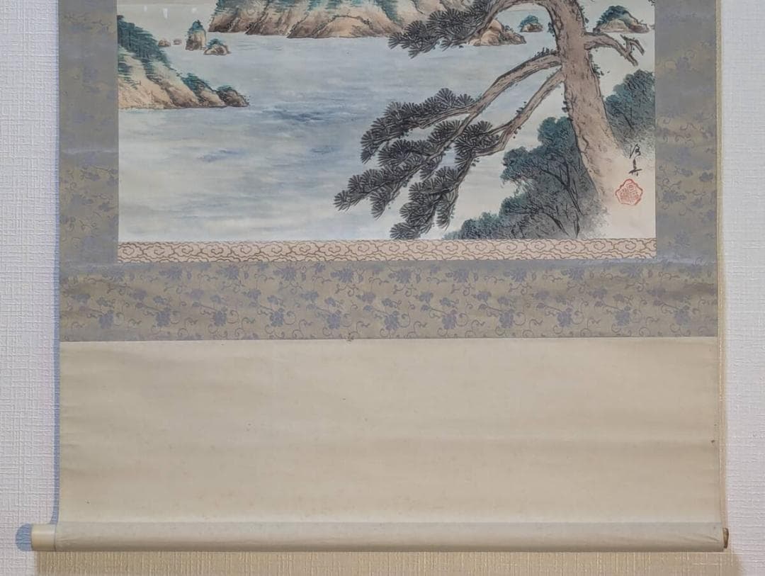 真作】掛軸 松と海景図 静謐な風景画 島影と松林 和の風情 R171 - メルカリ