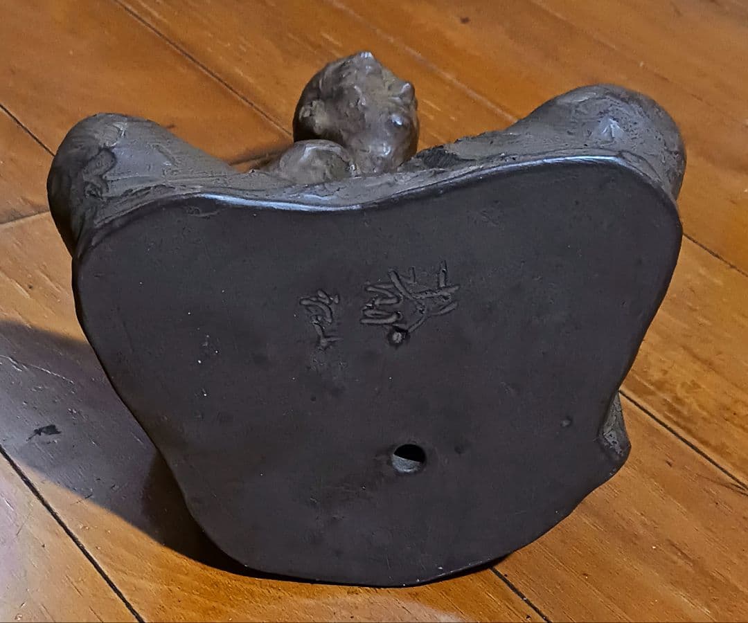 細井平洲銅像 高さ22cm 共箱付 片岡静観作 希少オブジェ