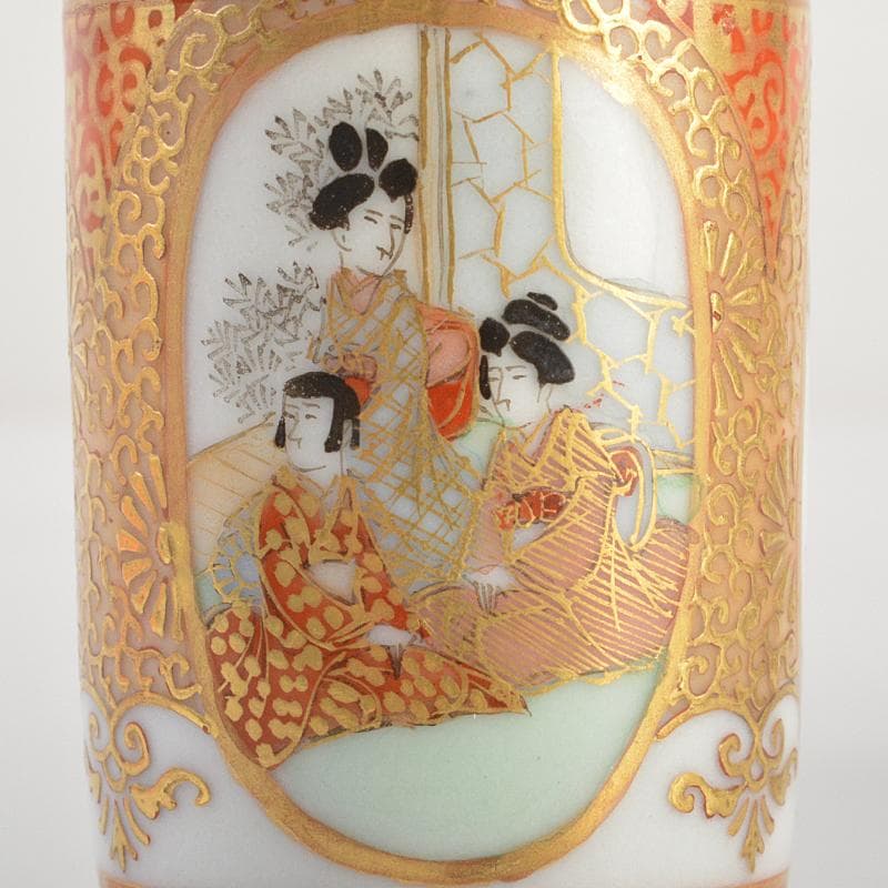 九谷焼 色絵金彩 加賀国 デミカップ 谷口製 酒杯 2点 合せ箱 V R7000