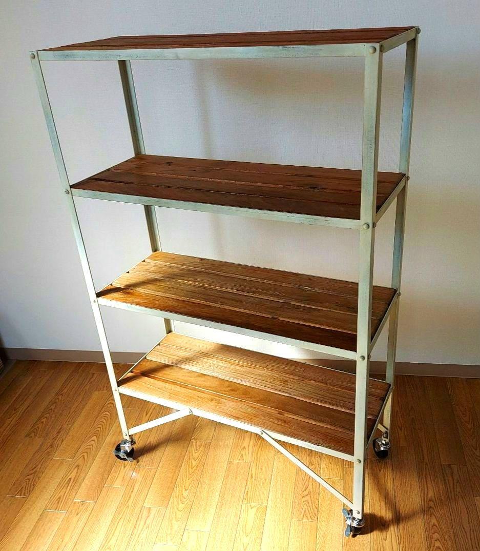 オールドメゾン キャスター付 アイアン オープンシェルフ お手入れワックス付 アイアン シェルフ ラック 棚 キャスター付き 3段 COLLEND コレンド