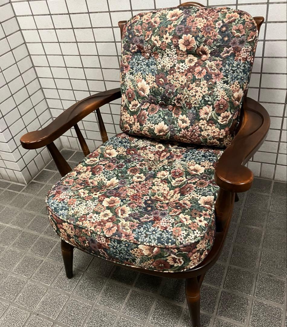 ヴィンテージ 飛騨家具 飛騨産業 乗鞍 リビングチェア 両肘付き キツツキ　単品 飛騨産業 HIDA 穂高 リビングチェア 両肘付き No.6A 10年保証付