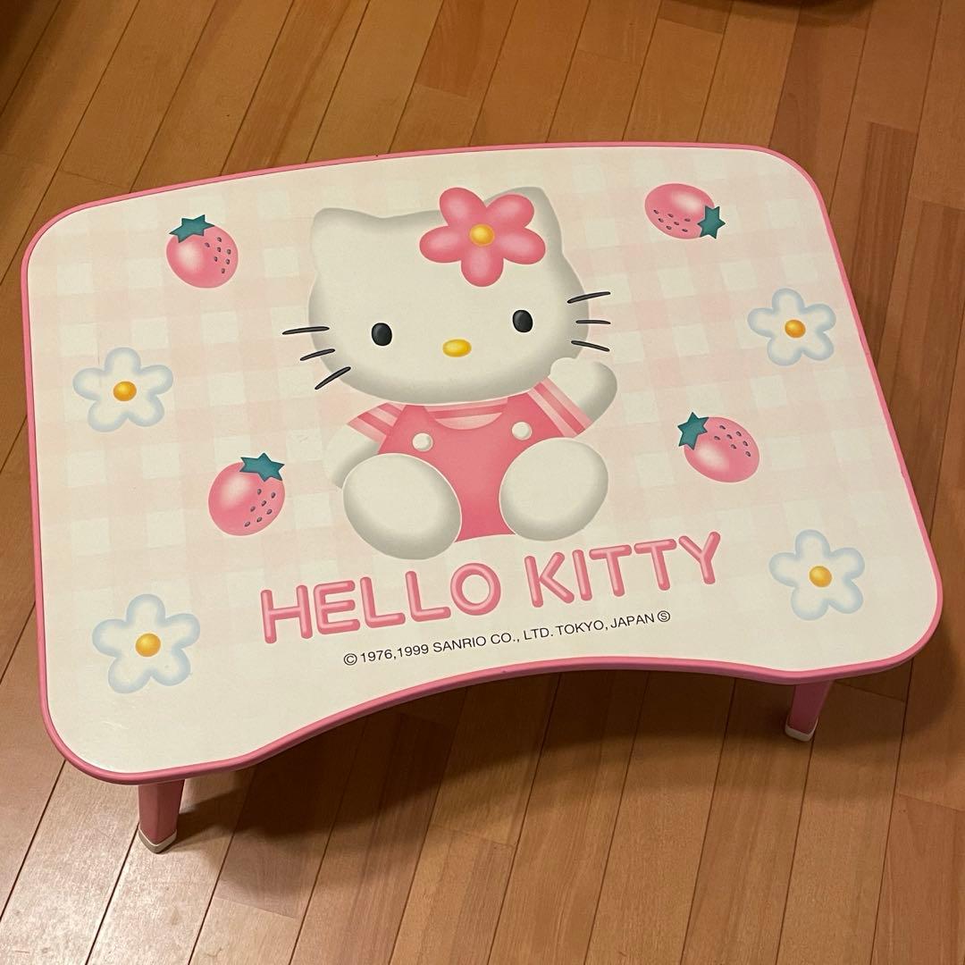 ハローキティ 折りたたみテーブル 机 レトロ いちご✿お花柄 1999年製