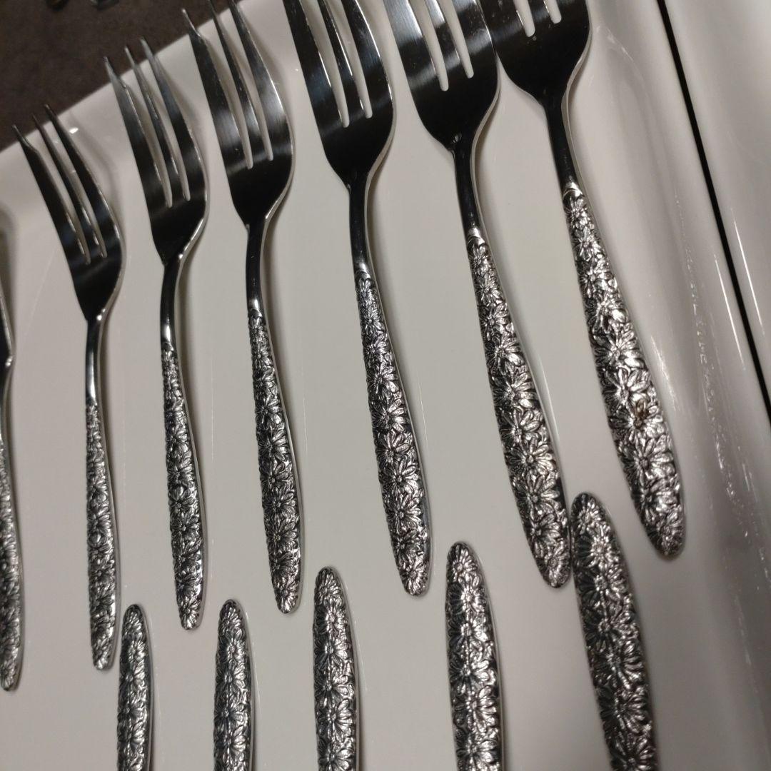 30本 昭和レトロ ビンテージ 花柄カトラリーセット 29点 ステンレス 18