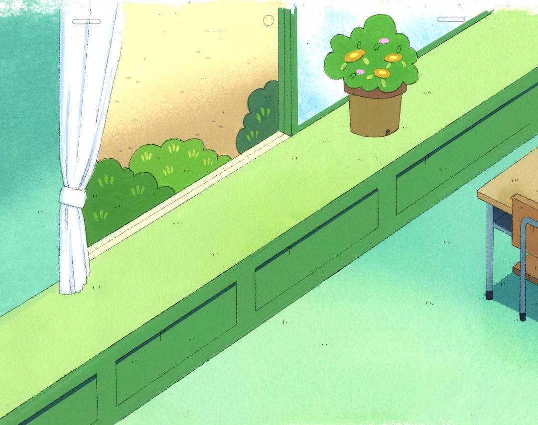 ちびまる子ちゃん まる子 たまえ セル画 手書き背景 レイアウト付