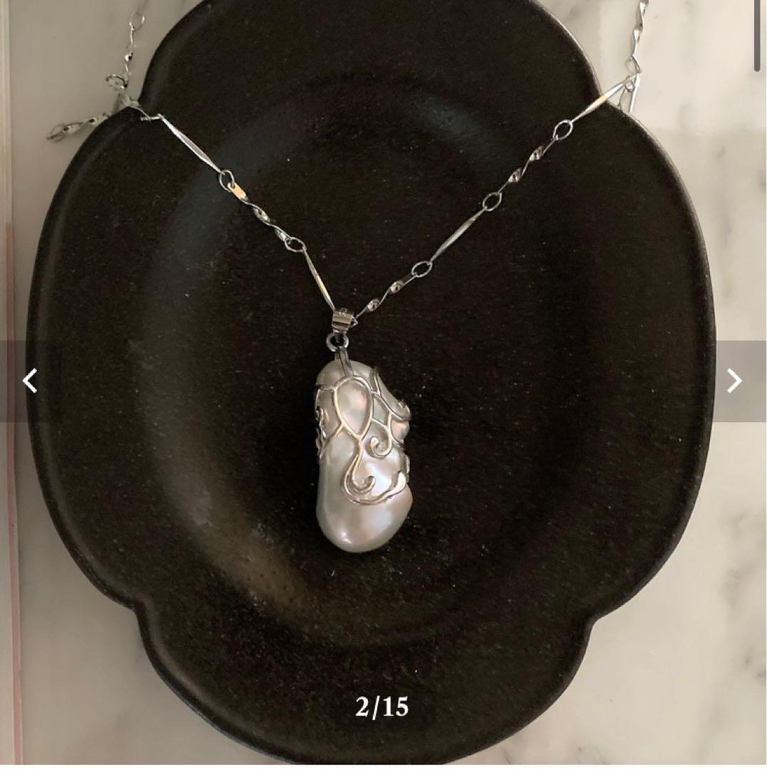 《超大粒》バロックオイスターパールのシルバー925ネックレス