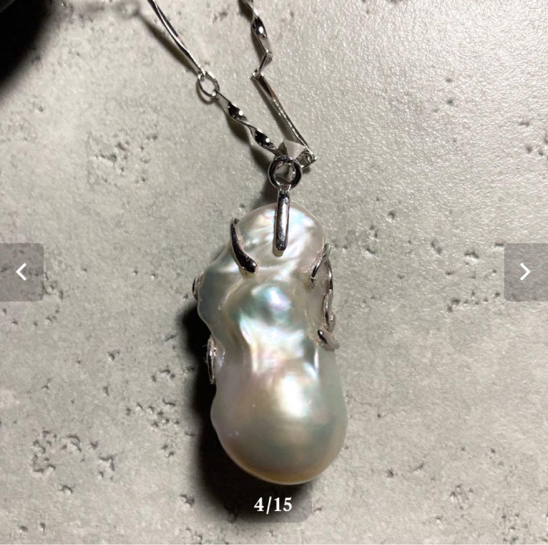 《超大粒》バロックオイスターパールのシルバー925ネックレス