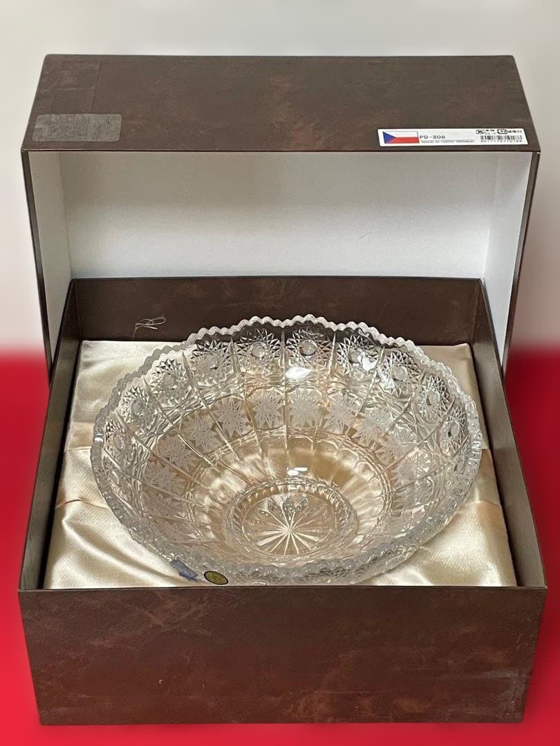 新品】※ラスカ※ ボヘミア クリスタル ボウル 25cm 箱付