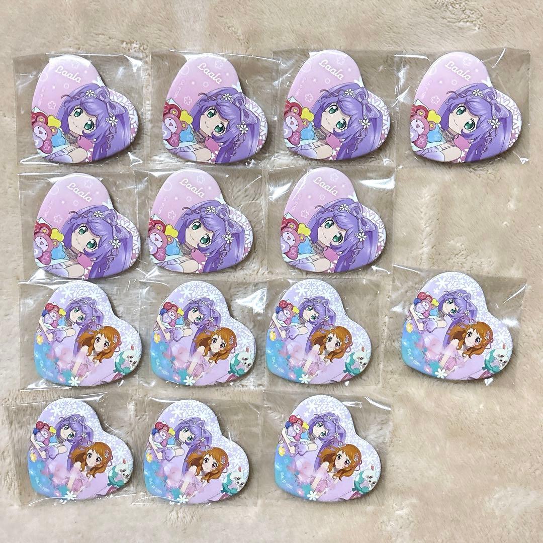 アイカツ プリパラ ガーデンパーティー ハート缶バッジ 真中らぁら アイカツ×プリパラ ガーデンパーティー 真中らぁら ハート缶バッジ 3点