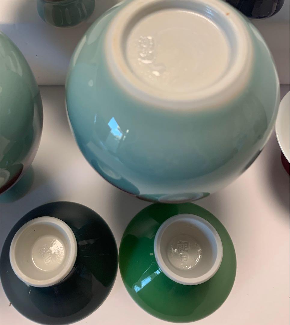 朝日焼 窯変酒器 七十四代 朝日豊斎 作 辰砂 未使用品 古美術 骨董