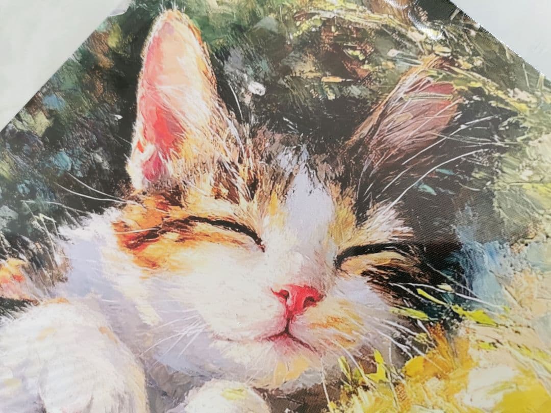 油絵風 三毛猫 三毛 ミケ 猫 絵画 アート ネコ ねこ インテリア 肉球