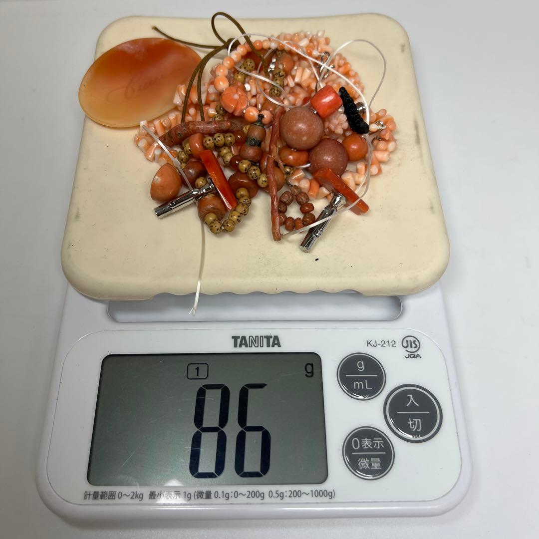 本赤珊瑚 ネックレス アクセサリー色々 86g タニサ 東さ8-0131☆2F