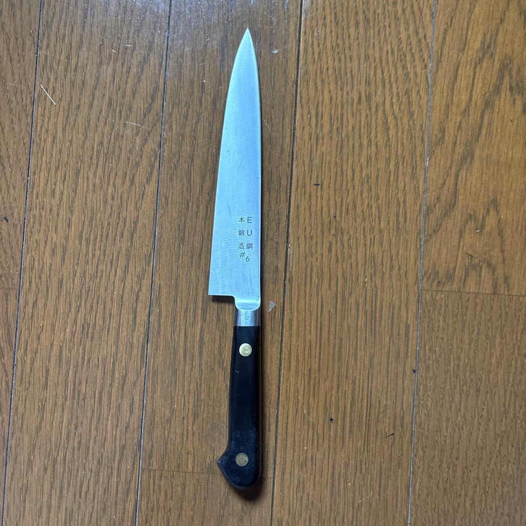 日本橋　木屋　 #6　ペティナイフ　EU鋼　本鍛造 包丁 日本橋 木屋 No.6 ペティナイフ 150mm （鍔付・炭素鋼・黒強化木