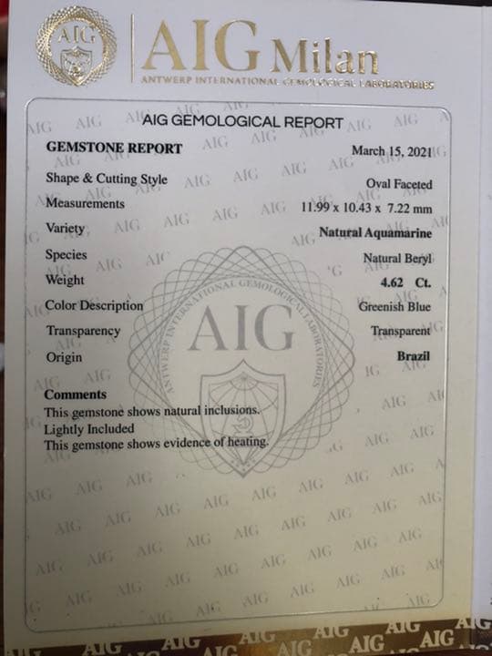 天然石 アクアマリン ルース 4.62ct