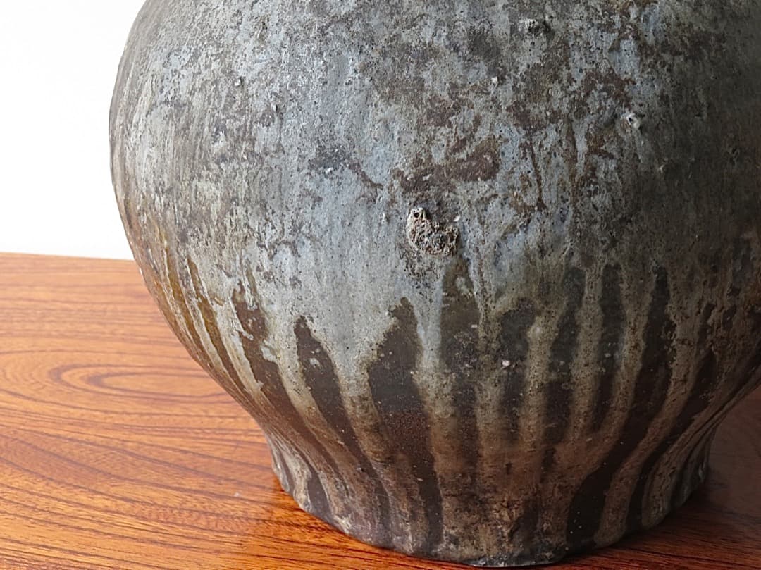 値下】青娥窯 松元洋一作⑦ 『自然釉花入』 穴窯焼成