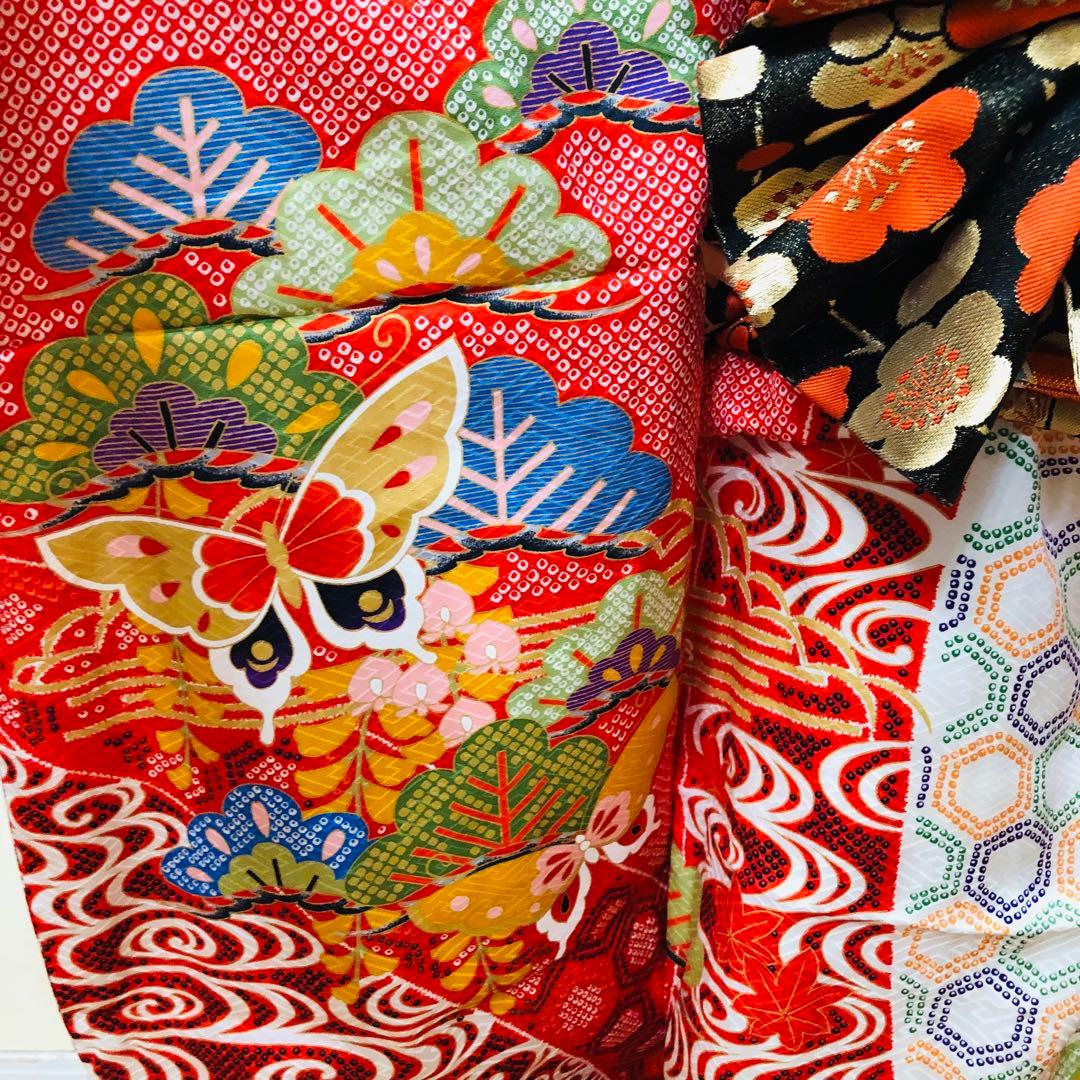 七五三七歳❣️豪華絞り柄アシメトリ花金彩⭐︎正絹全通