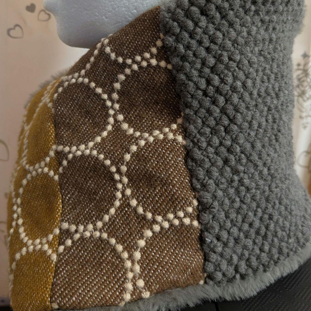 ミナペルホネン スヌード 茶色&マスタード ハンドメイド ◇素材