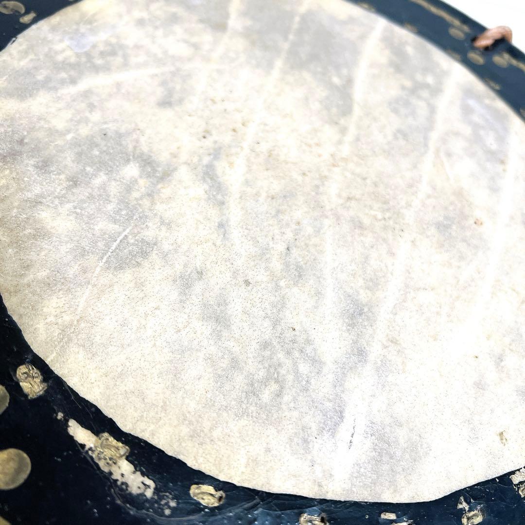 【締め太鼓】　和太鼓 33.5cm×14.5cm 打楽器　和楽器　鼓面良好　台座