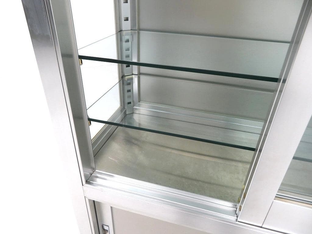 美品 ユヤマ アルミ ガラス ケビント ドクターキャビネット 飾り棚