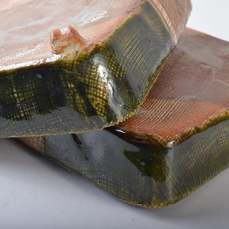 和食器 瀬戸織部 鳴海織部 加藤作助作 角向付 五客 共箱 V R8733B