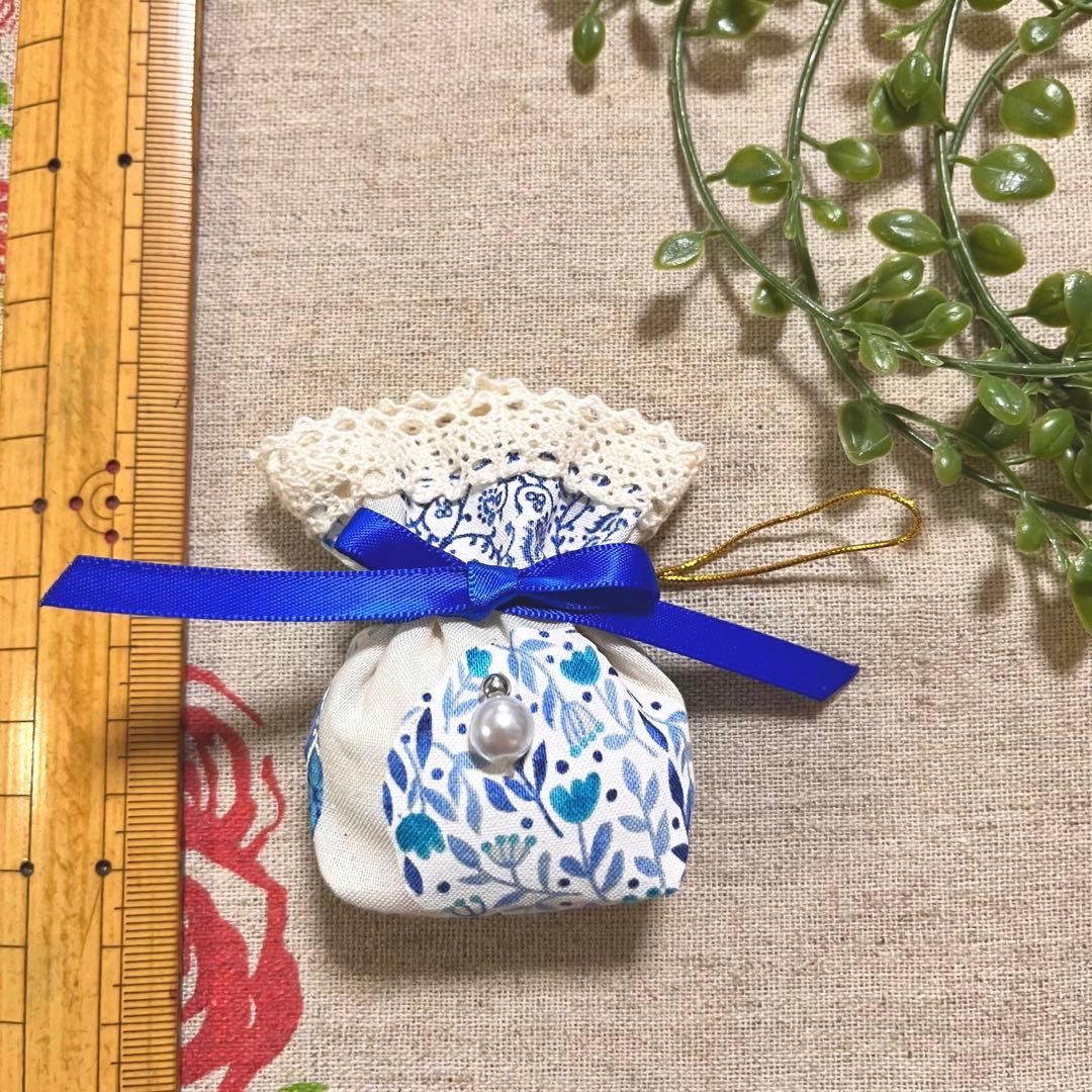 2309-99 ミニストラップサシェ 香り袋 かわいい小花柄⑥ 山吹色