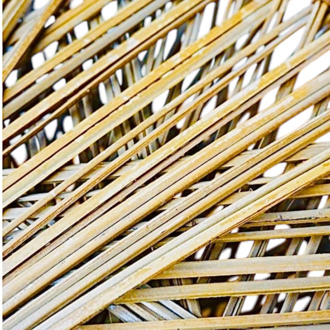 1970–80's ヴィンテージ ラタン ラウンド サイドテーブル｜ガラス天板