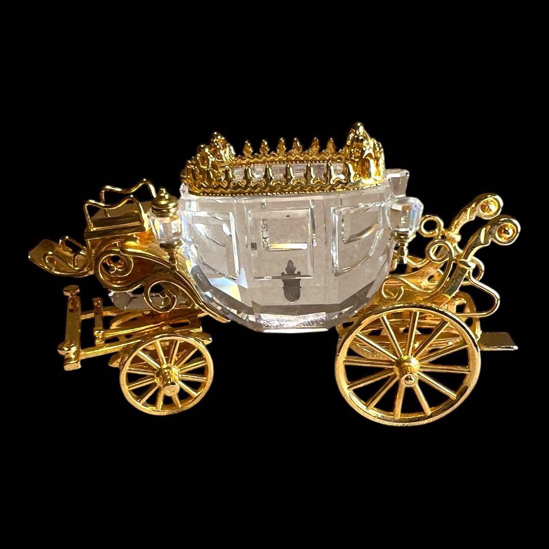 鸛《廃盤品》レア極上美品 スワロフスキー馬車18Kゴールドコーティング 専用箱付