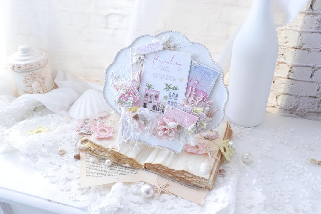 シェル フォトフレーム♡スクラップブッキング 写真を貼るだけスクラップブッキングフォトフレームB