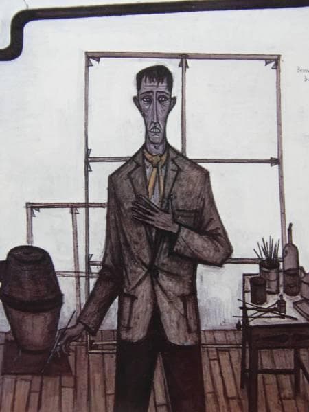 ベルナール ビュッフェ、「自画像」、希少な画集より、新品高級額