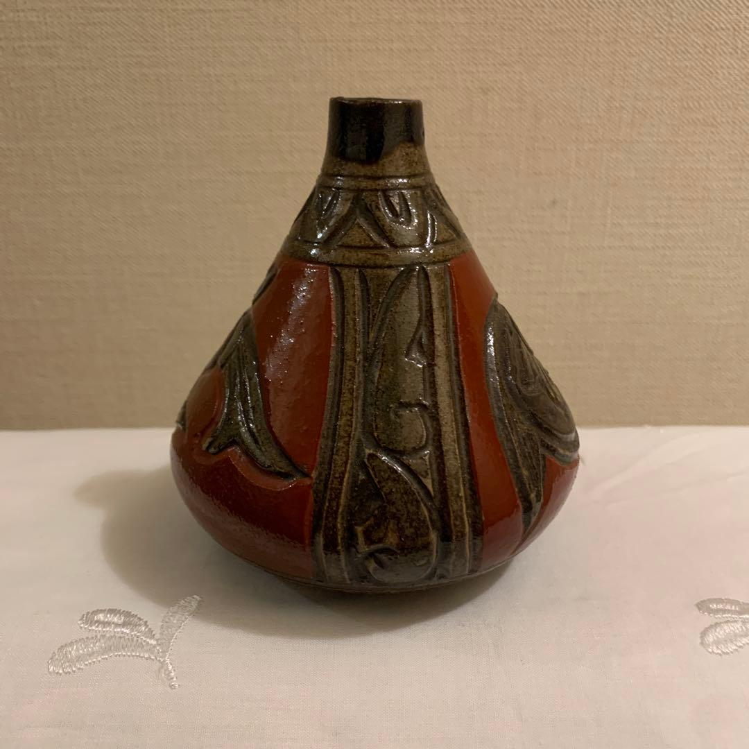 壺屋焼 赤絵 魚紋 小橋川清正 花器 花瓶 壺 徳利 酒器 沖縄焼物 琉球